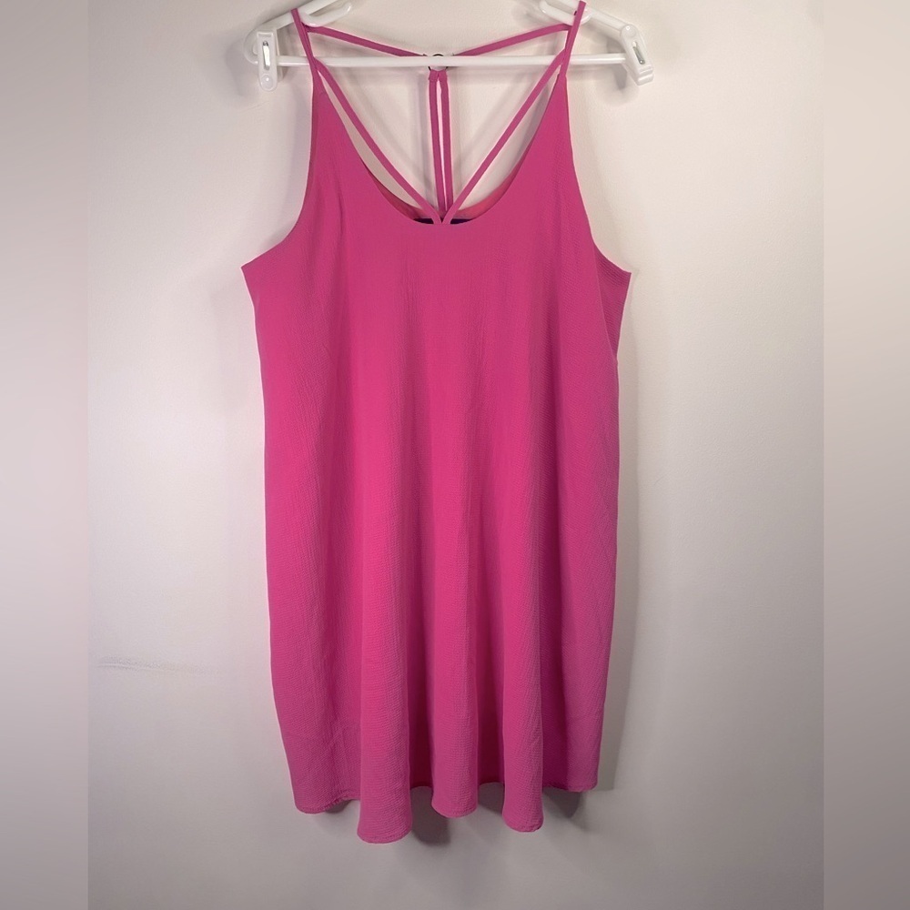 Francesca's Blue Rain Barbie Pink Swing Dress Spaghetti‎ Strap Size Large